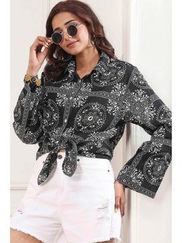 Biba - Women Black Cotton Collar Neck Shirt