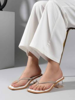 Aroom - Women White Block Heels