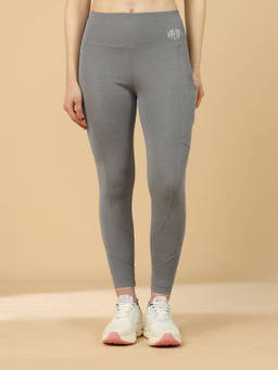Off Limits - Grey Solid Mid Waist Tights