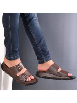 Valentino - Brown West Port Men Premium Leather Casual Sandals