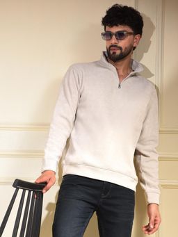 CRIMSOUNE CLUB - Beige High-Neck Sweatshirt