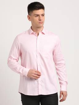 Turtle - Men Cotton Slim Fit Light Pink Printed Shirt