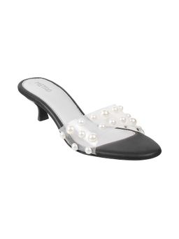 Metro - Embellished Black Kitten Heels