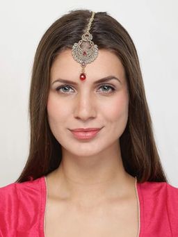 Accessher - Traditional Antique Bindiya Style Brass Ethnic Maang Tika For Women & Girls