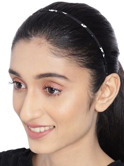 Accessher - Cotton Fabric Black and White Printed Hair Accessory for Women and Girls