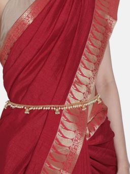 Accessher - Gold Plated Women White & Gold Plated Pearls Kamarbandh For Women And Girls