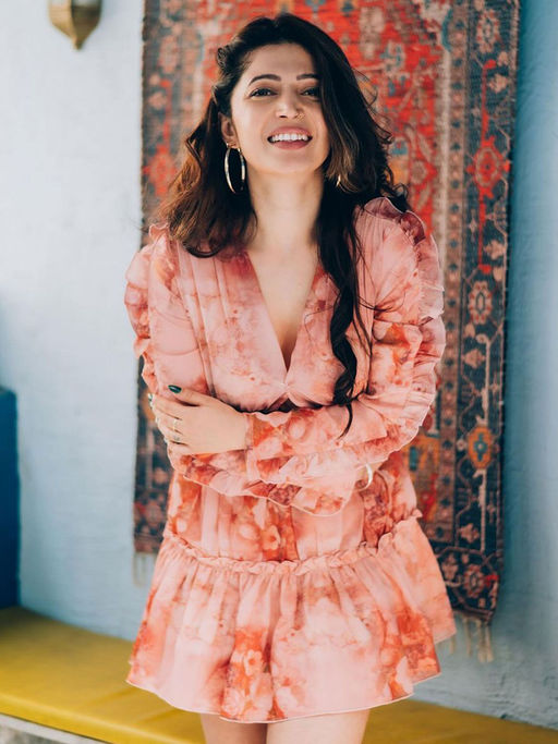 Buy IKI CHIC Pink Floral Printed Long Sleeve Frill Hem Mini Dress Online
