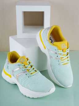 Carlton London - Women Aqua Woven Design Sneakers