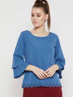 Carlton London - Women Casual Blue Solid A-line Top