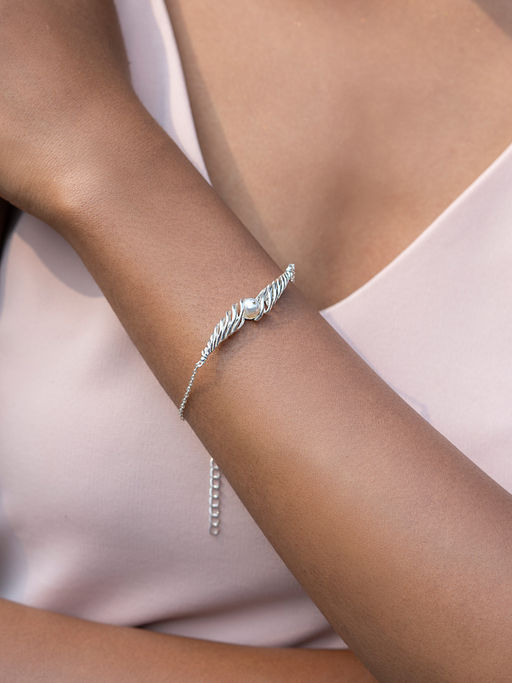 Buy Shaya by CaratLane Swirl With Pearl Bracelet in 925 Silver Online