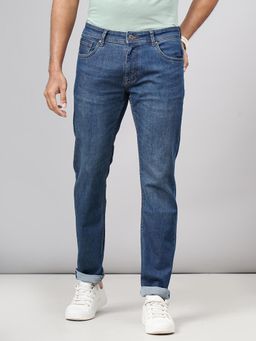 Greenfibre - Tinted Mid Blue Slim Fit Blended Washed Jeans
