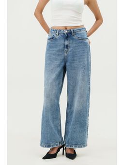 FREAKINS - Quill Blue Wide Leg Jeans