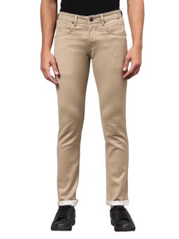 Cantabil - Men Khaki Solid Stretchable Jeans