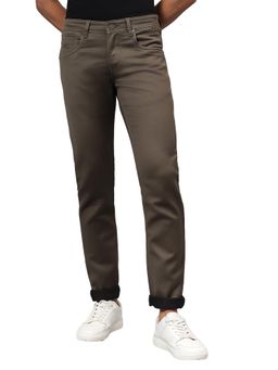 Cantabil - Men Olive Green Solid Stretchable Jeans