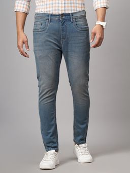 JadeBlue - Men Cloud Blue Slim Fit Cotton Stretch Washed Jeans