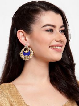 Anika's Creations - Classic Traditional American Diamond Gold Plated Blue Chandbali
