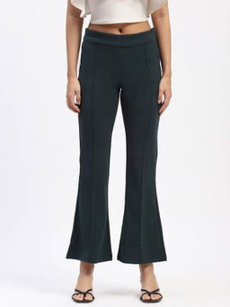 Madame - Single Pleated Green Flared Trouser