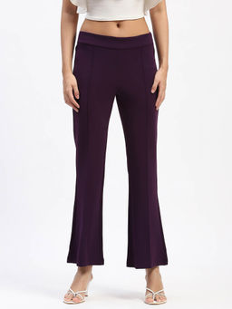 Madame - Single Pleated Purple Flared Trouser