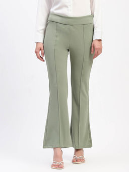 Madame - Pleated Elasticated Waist Solid Mint Trouser
