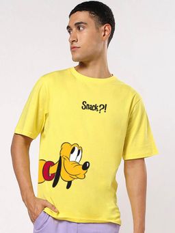 Bewakoof - Men's Yellow Snack Graphic Printed Oversized T-shirt