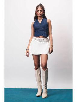 FREAKINS - Crystal White Denim Skorts