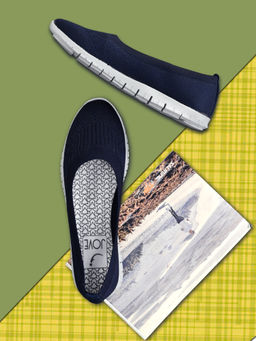 Jove - Women Navy Blue Solid Sporty Sneakers