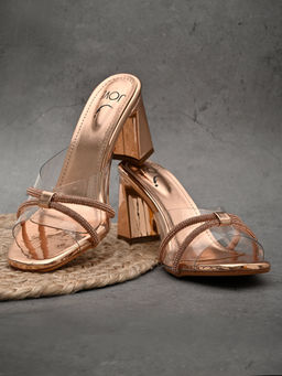 Jove - Women Rose Gold Embellished Sandal Heels