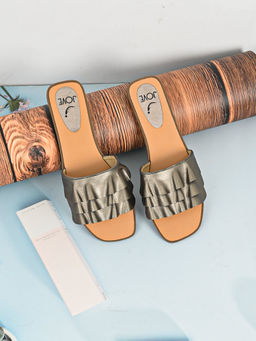 Jove - Women Grey Solid Open Toe Flats