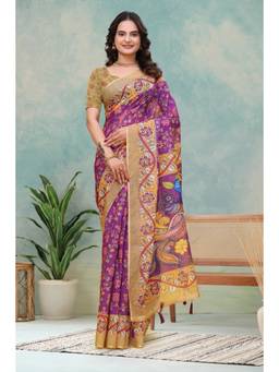 Nyri - Linen Cotton Saree For Women - Pink