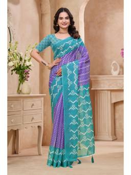 Nyri - Linen Cotton Saree For Women - Purple