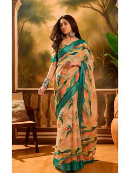 Nyri - Linen Cotton Saree For Women - Cream