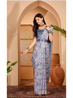 Nyri - Linen Cotton Saree For Women - Grey