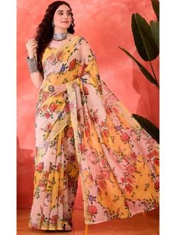 Nyri - Linen Cotton Saree For Women - Pink