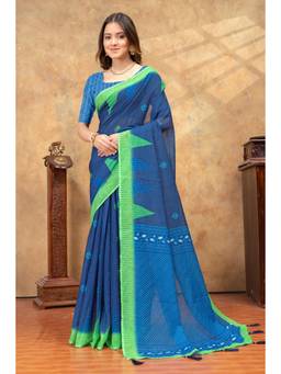 Nyri - Linen Cotton Saree For Women - Teal