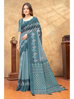 Nyri - Linen Cotton Saree For Women - Grey