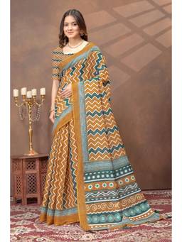 Nyri - Linen Cotton Saree For Women - Mustard