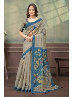Nyri - Linen Cotton Saree For Women - Grey