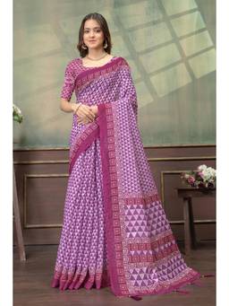 Nyri - Linen Cotton Saree For Women - Pink