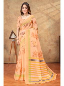 Nyri - Linen Cotton Saree For Women - Beige