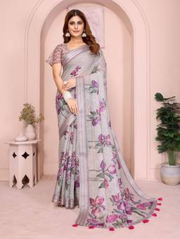 Nyri - Linen Cotton Saree For Women - Mauve
