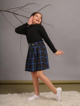 Budding Bees - Black Checks T-Shirt with Skirt (Set of 2)