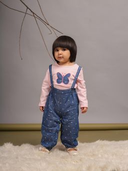 Budding Bees - Pink Floral T-Shirt with Dungaree