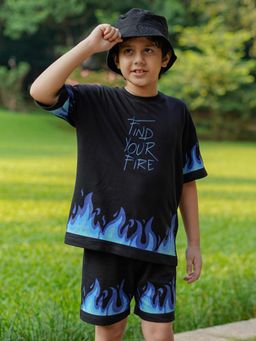 Napchief - Black Printed T-Shirt with Short (Set of 2)