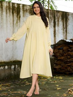 HOUSE OF JAMOTI - Lime Yellow Solid Oversized Dress