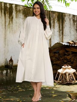 HOUSE OF JAMOTI - White Solid Oversized Dress