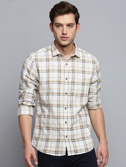SHOWOFFFF - Mens Spread Collar Self Design White Classic Shirt