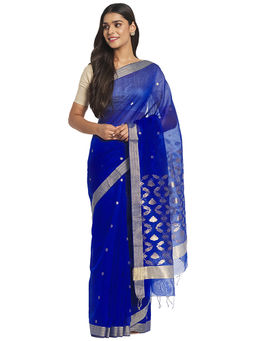 Fabindia - Blue Chanderi Cotton Silk Saree