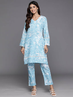 Varanga - Women Workwear Blue Floral Printed Co-ord Set