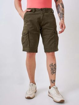 Spykar - Men's Olive Regular Fit Casual Shorts