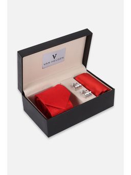 Van Heusen - Men Textured Casual Red Necktie Accessory Gift Set